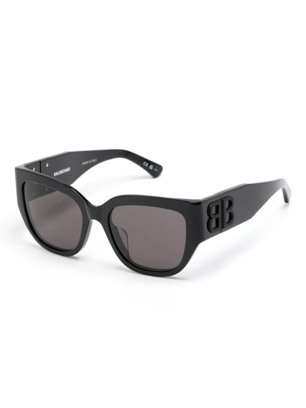Shop Balenciaga Logo-appliqué Cat-eye-frame Sunglasses In Black