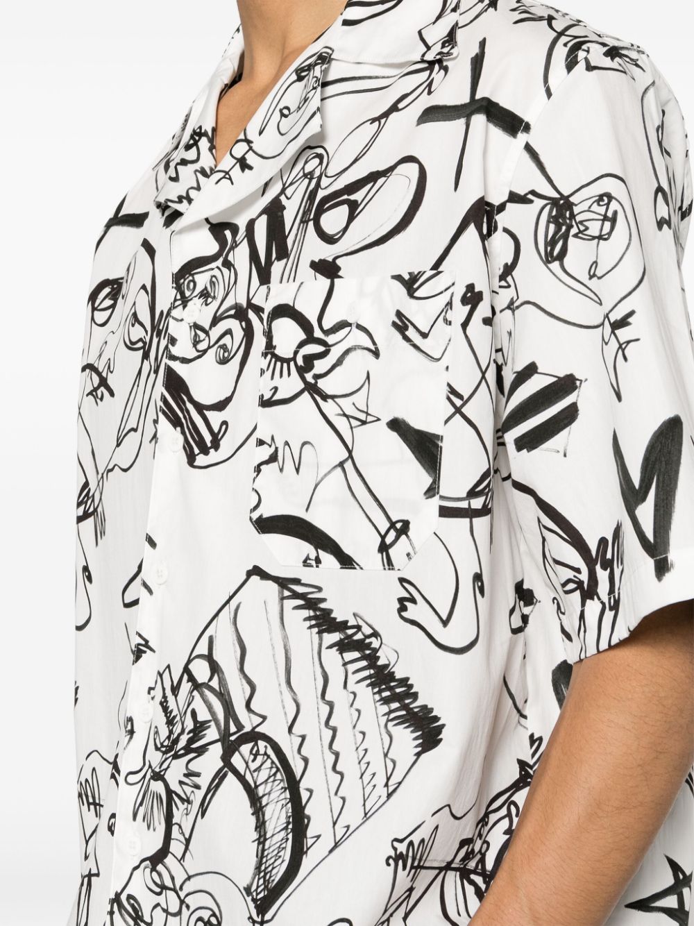 Shop Charles Jeffrey Loverboy Sketch-print Organic Cotton Shirt In White