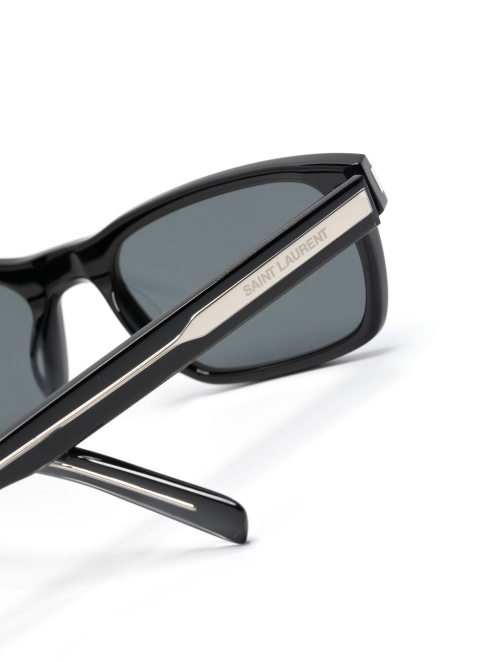Shop Saint Laurent Sl662 Rectangle-frame Sunglasses In Black