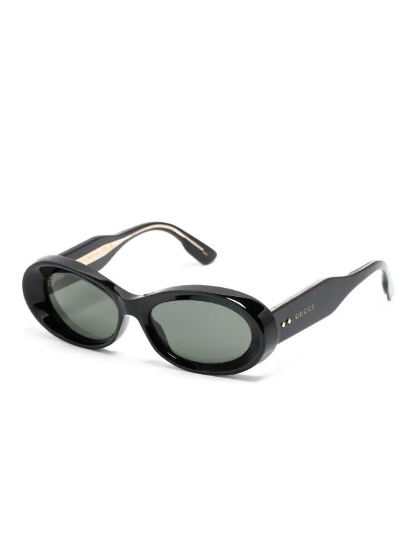 Gucci Eyewear オーバルフレーム サングラス | ブラック | FARFETCH JP