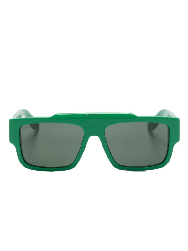 Gucci Eyewear Óculos De Sol Retangular GG | Verde | FARFETCH BR