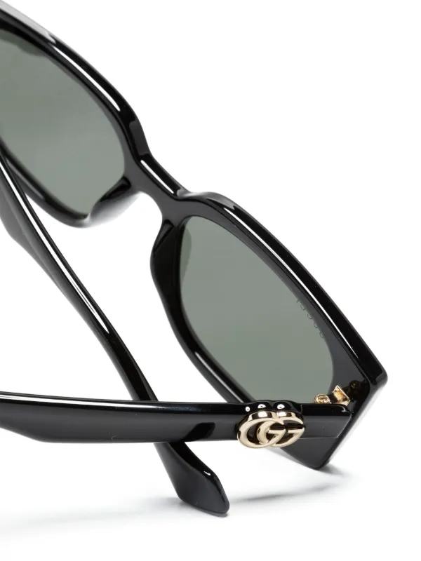 GUCCI Double G rectangle-frame サングラス Double G rectangular sunglasses in black - Gucci | Mytheresa