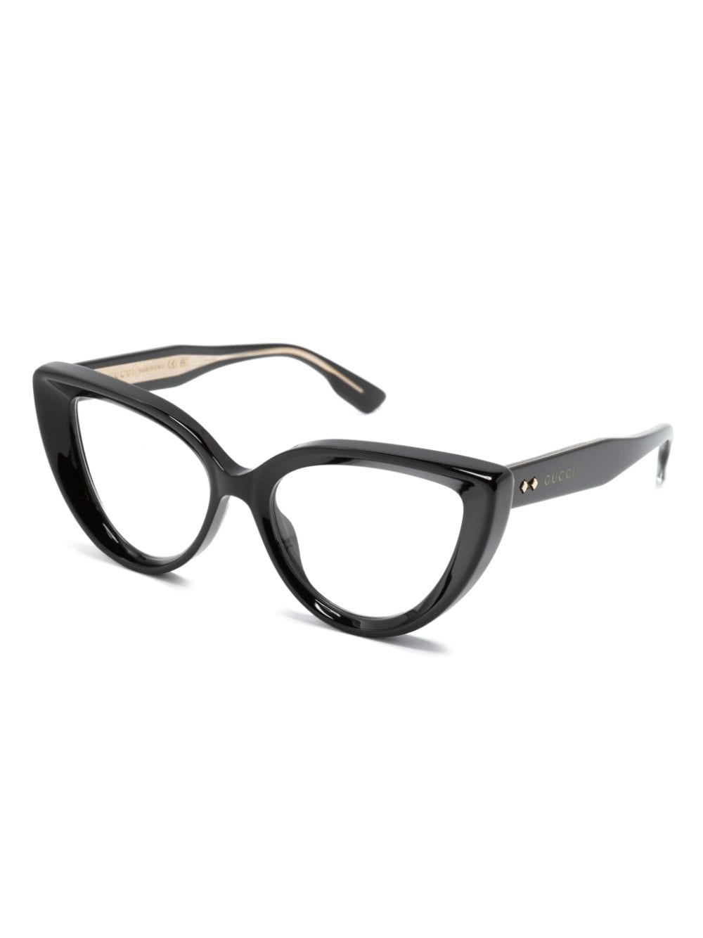 Shop Gucci Logo-engraved Cat-eye Glasses In Black