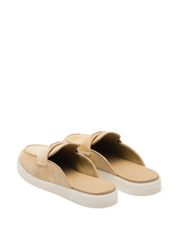 Prada Suede Leather Mules | Neutrals | FARFETCH