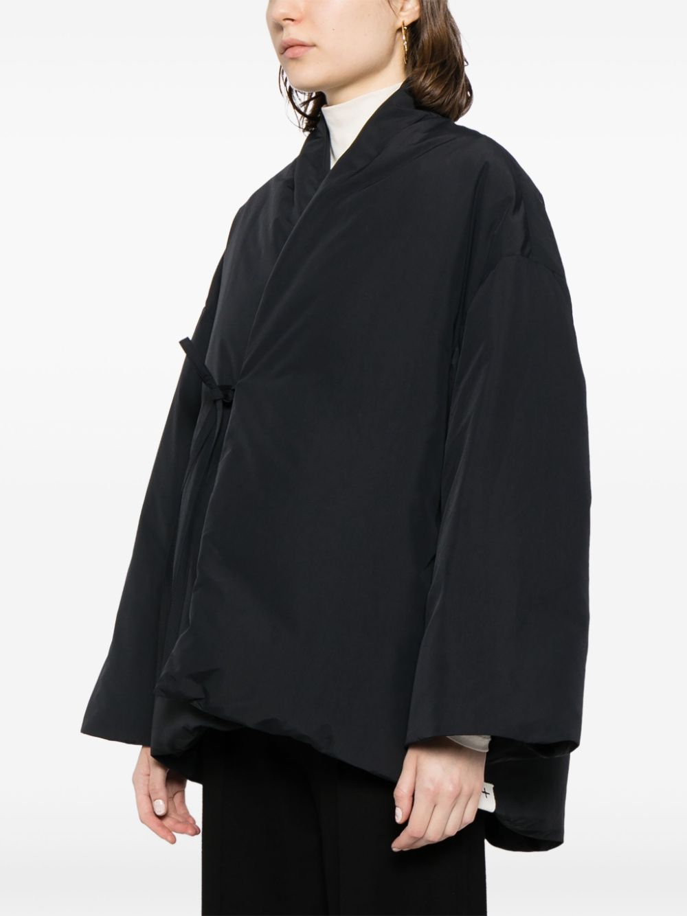 Jil Sander tie-fastening padded jacket Zwart