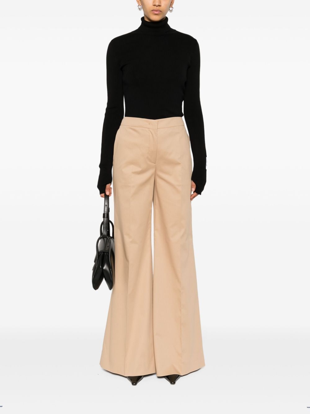 Shop Moschino Pressed-crease Flared Trousers In Neutrals