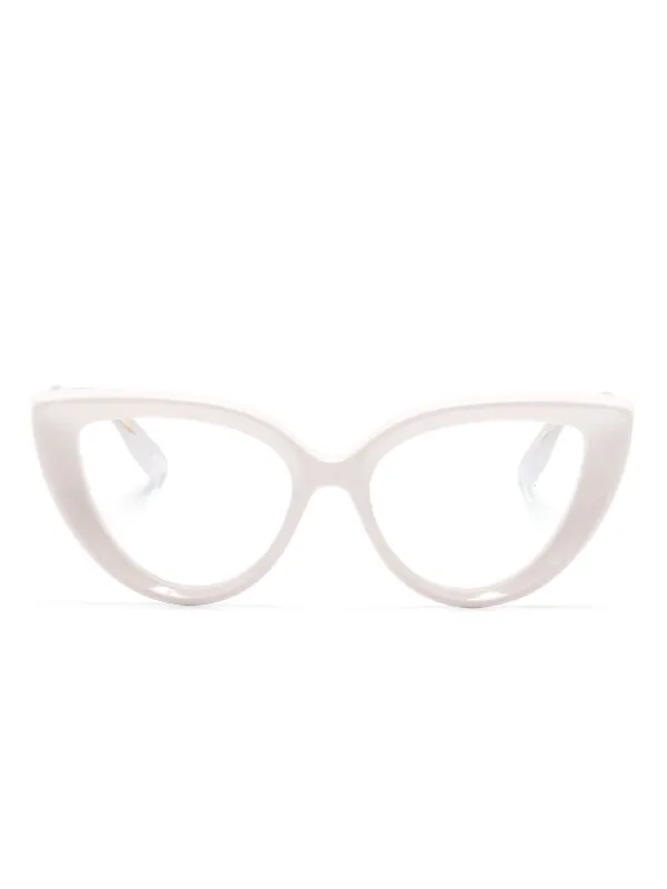 Gucci Eyewear logo debossed cat eye Glasses Neutrals FARFETCH AE