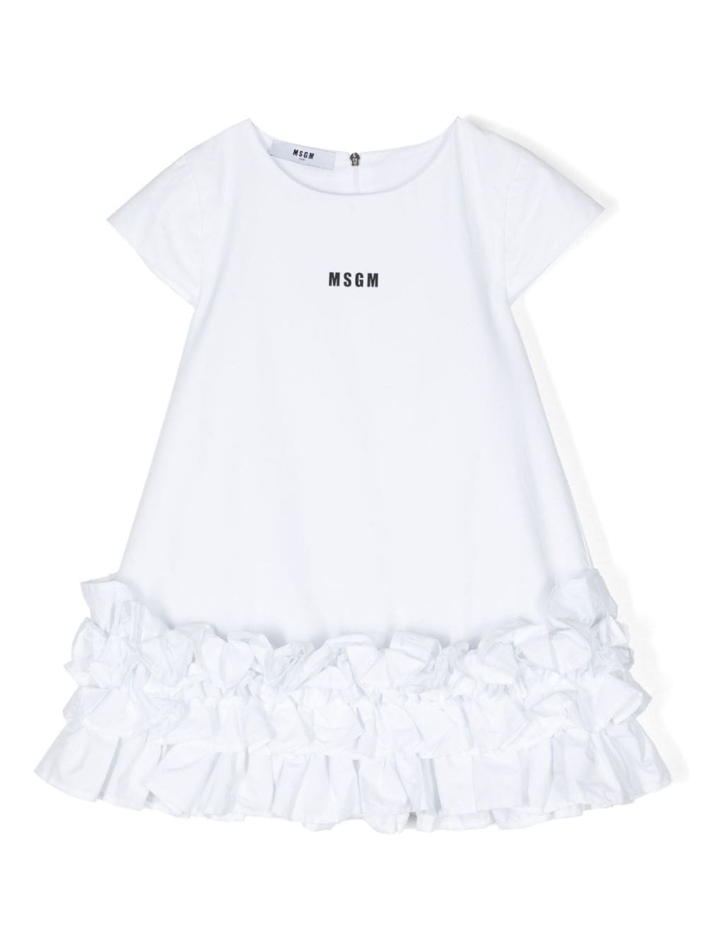 Msgm Kids' Logo-print T-shirt Dress In White