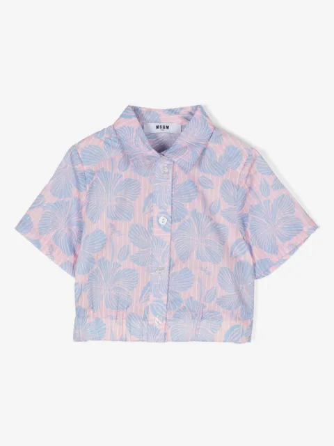 MSGM Kids 하와이안 플로럴 프린트 셔츠