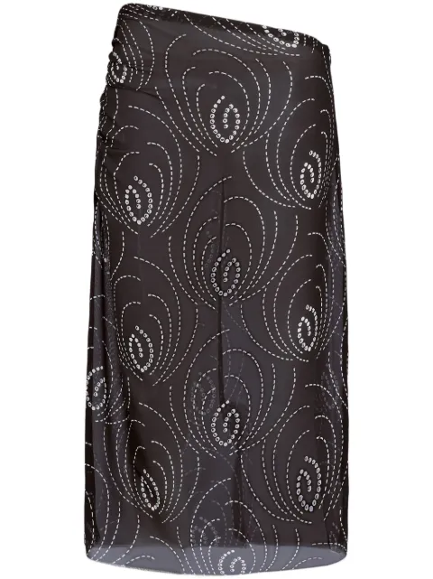 Prada abstract-print midi pencil skirt