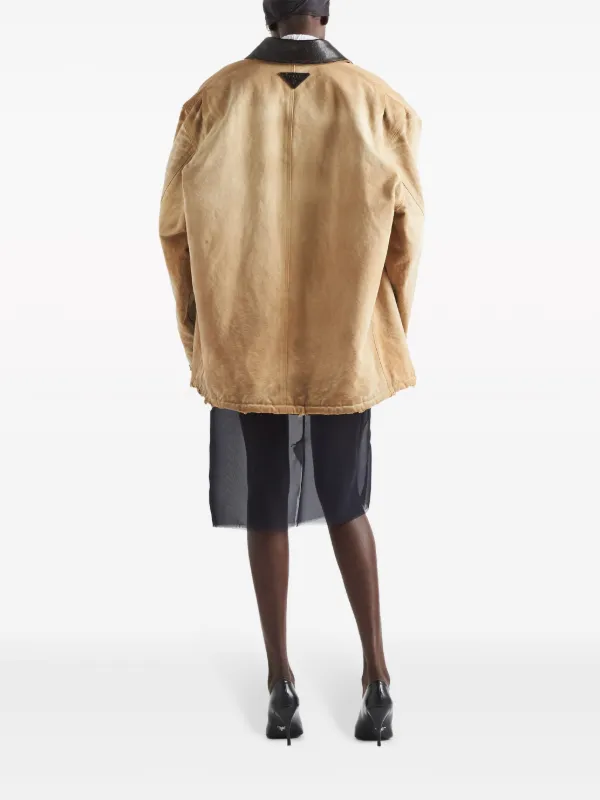 Prada Distressed Canvas Jacket | Neutrals | FARFETCH