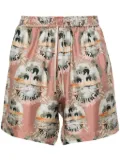 AMIRI graphic-print silk shorts - Pink
