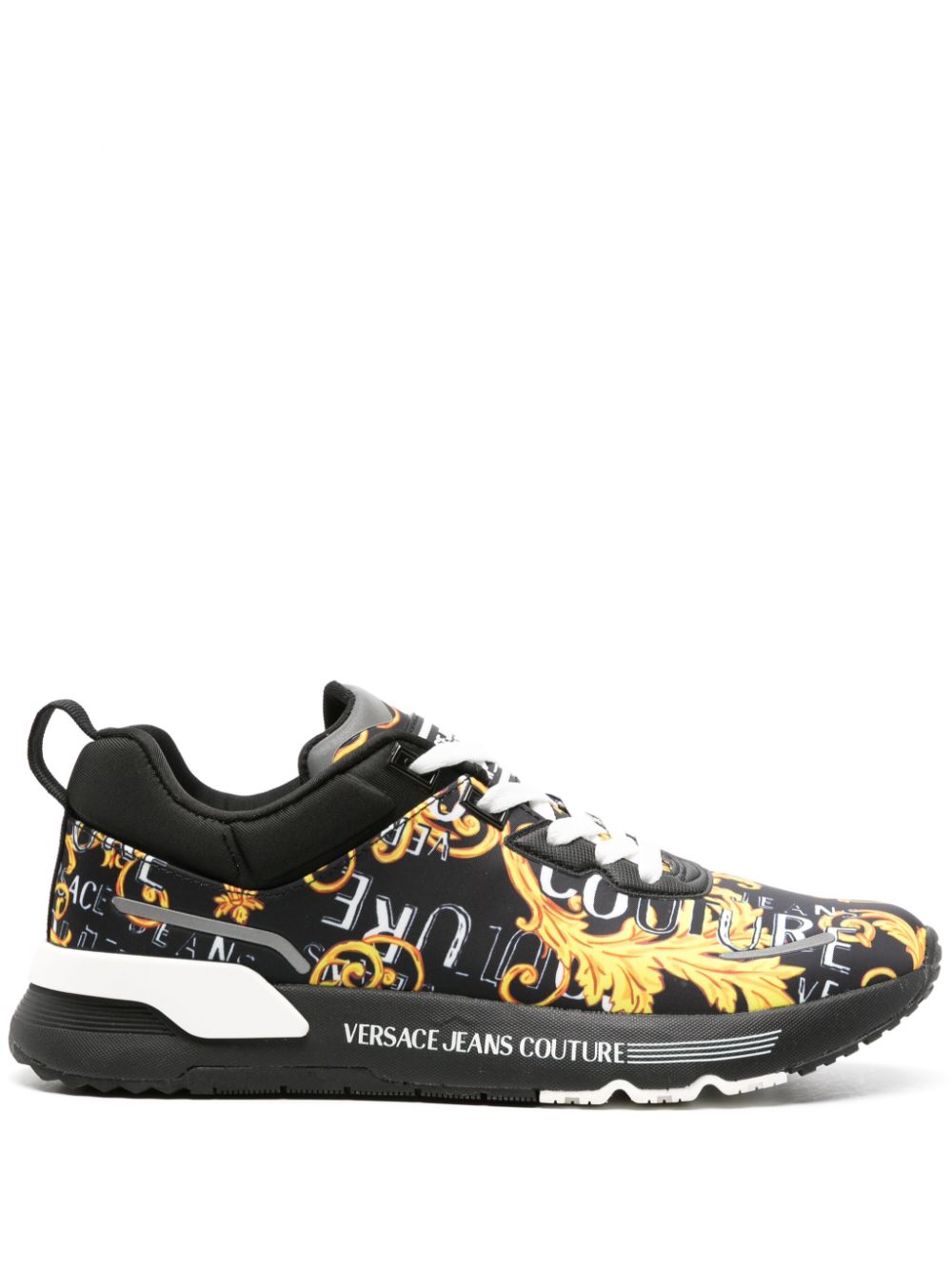 Versace Jeans Couture Barocco-print Panelled Sneakers In Black
