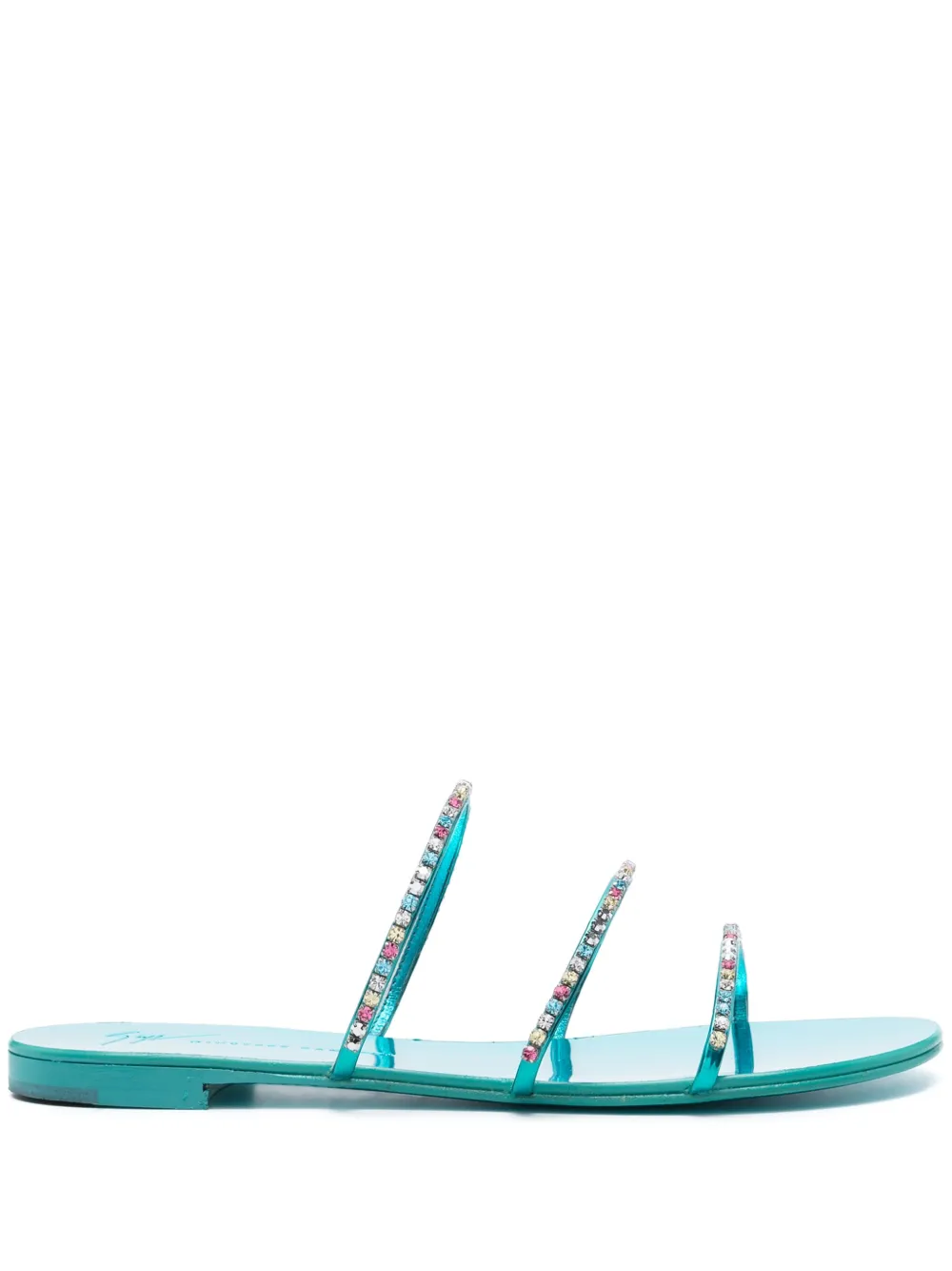 Giuseppe Zanotti Dark Colorful Rhinestone-embellished Sandals In Blue