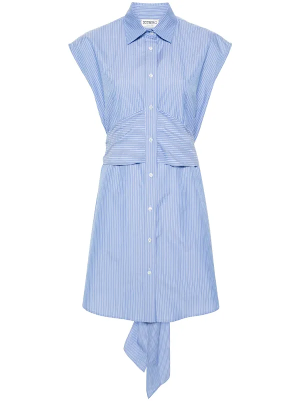Iceberg Striped Poplin Mini Dress | Blue | FARFETCH IN