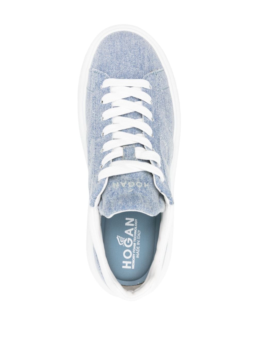 Shop Hogan Logo-patch Denim Platform Sneakers In Blue
