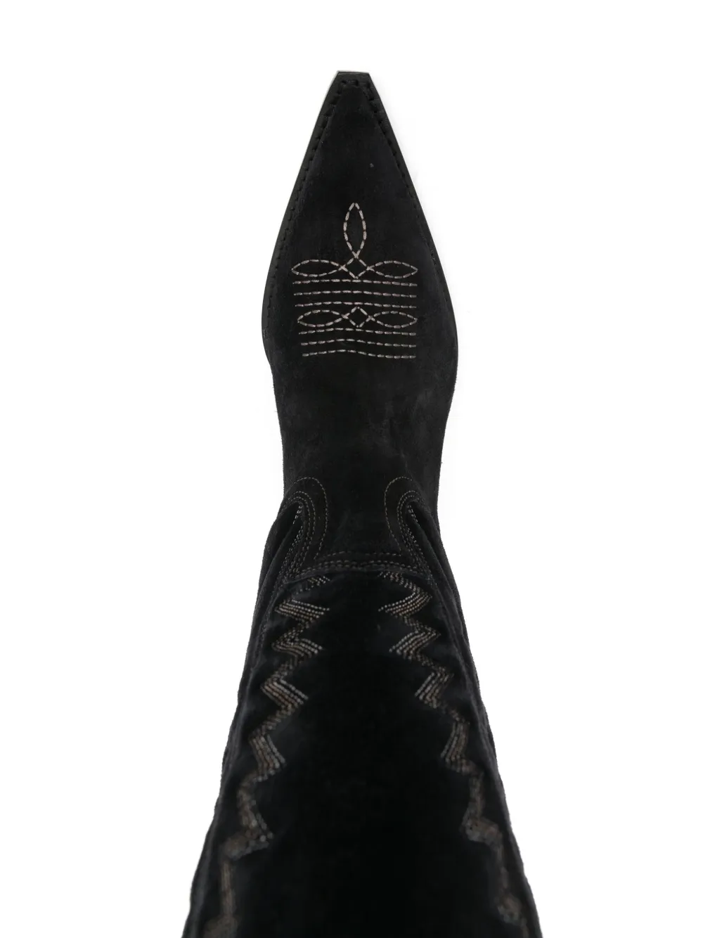 Paris Texas Rosario Embroidered Textured And Croc-effect Leather Cowboy Boots In Black