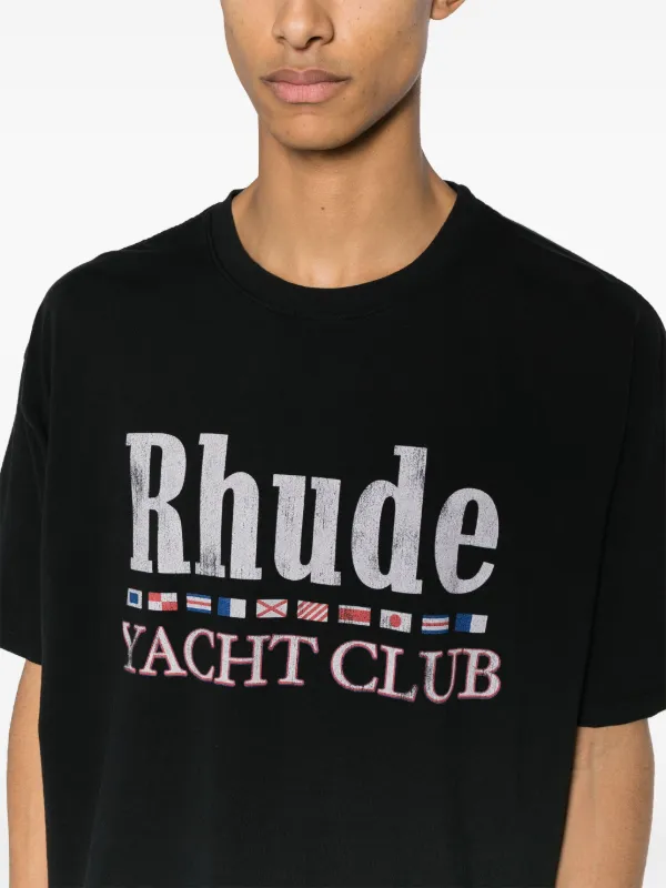RHUDE Flag Cotton T-shirt | Black | FARFETCH