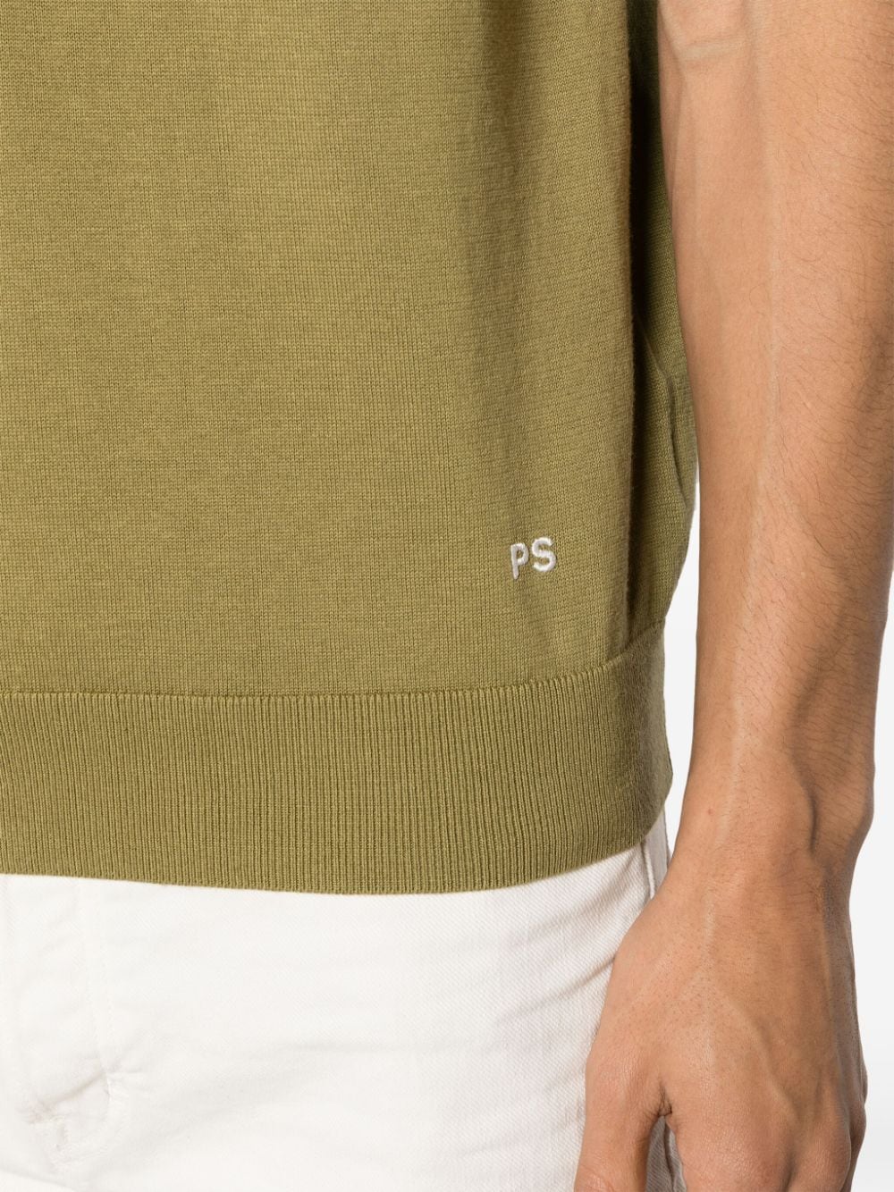 Shop Ps By Paul Smith Knitted Organic-cotton Polo Shirt In Green