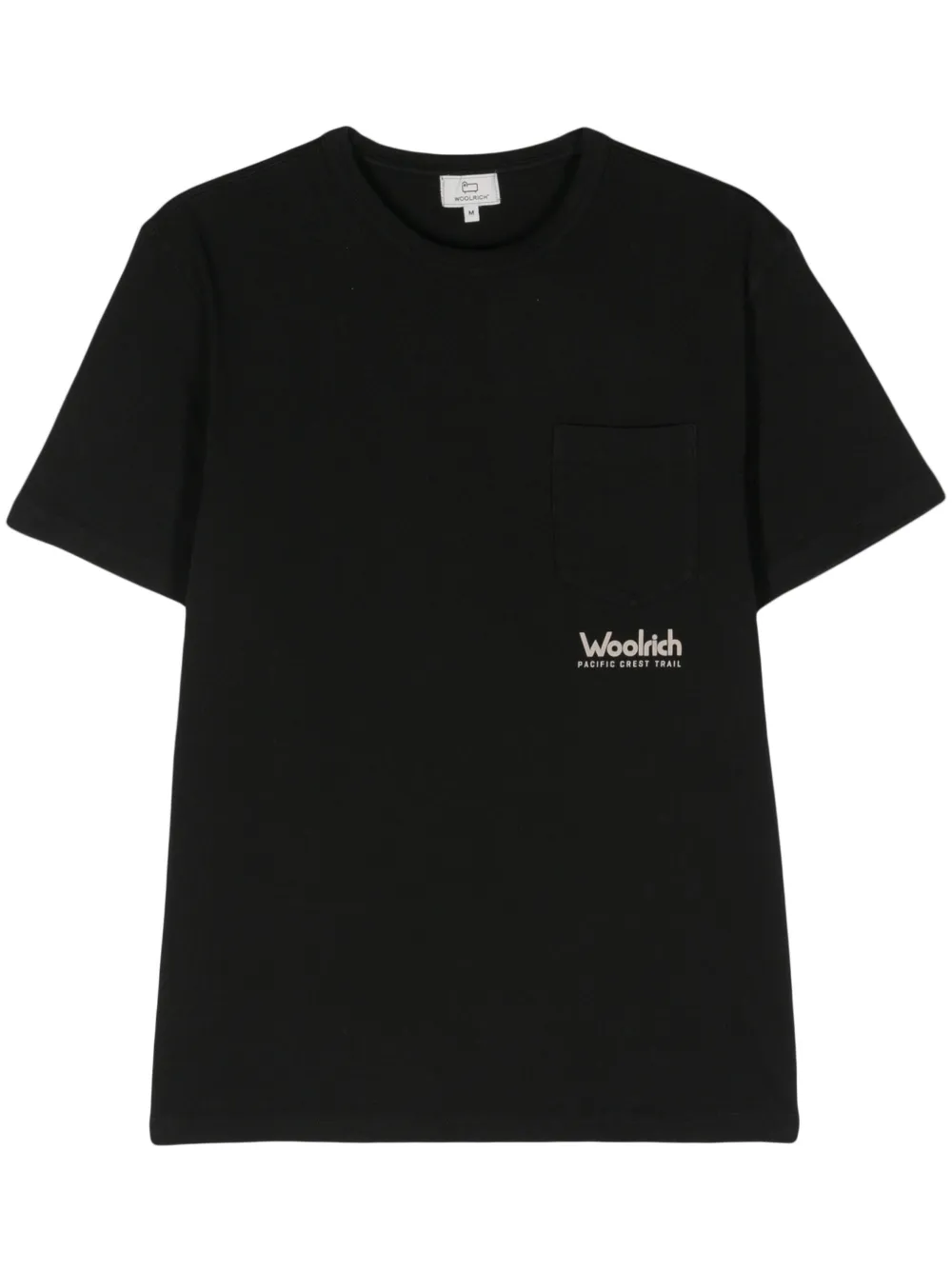 Shop Woolrich Embossed-logo Cotton T-shirt In Black