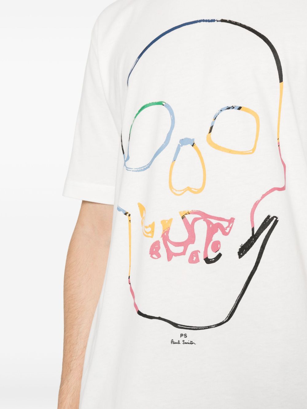 Shop Ps By Paul Smith Skull-print Cotton T-shirt In White