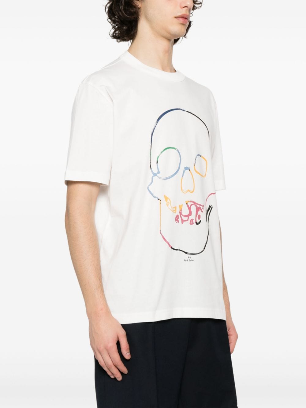 Shop Ps By Paul Smith Skull-print Cotton T-shirt In White