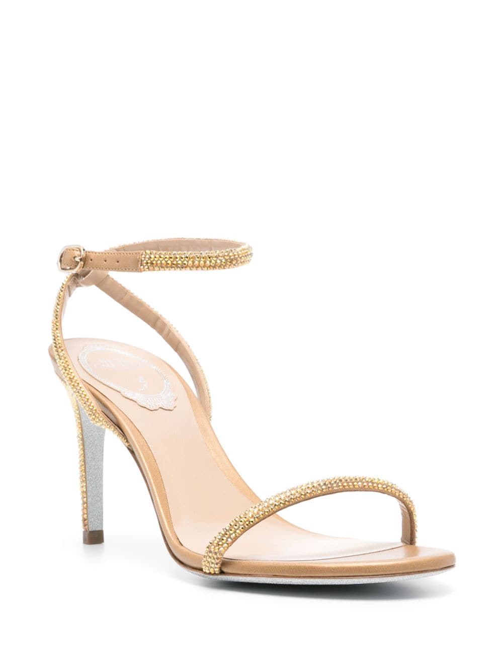 Shop René Caovilla Ellabrita 90mm Leather Sandals In Gold