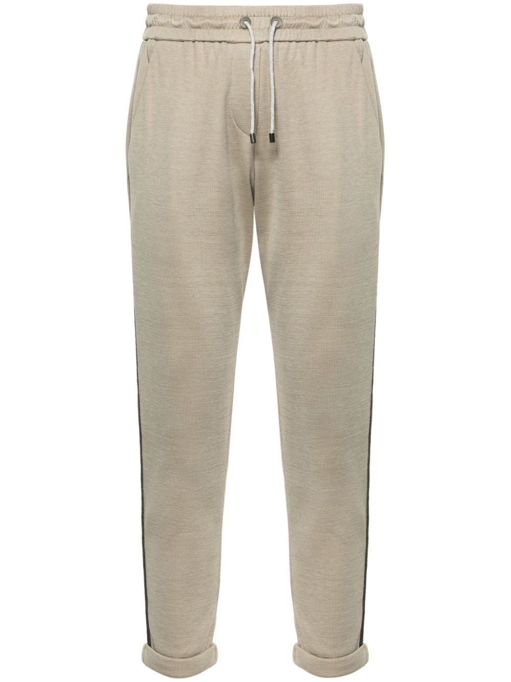 Shop Brunello Cucinelli Bead-trim Cropped Track Pants In Green