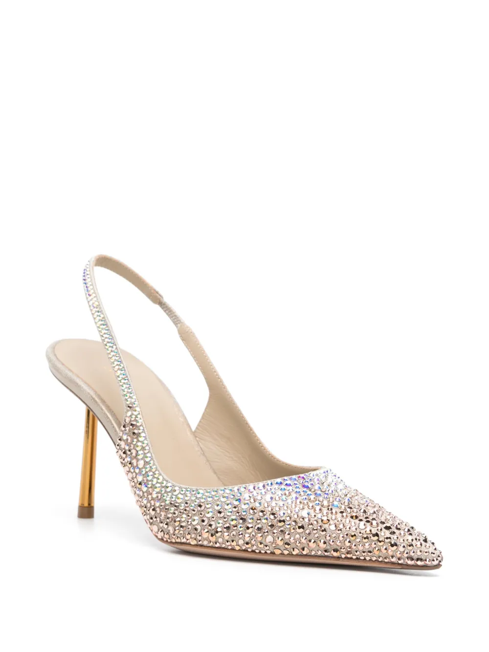 Shop Le Silla Gilda 90mm Crystal-embellished Pumps In Neutrals