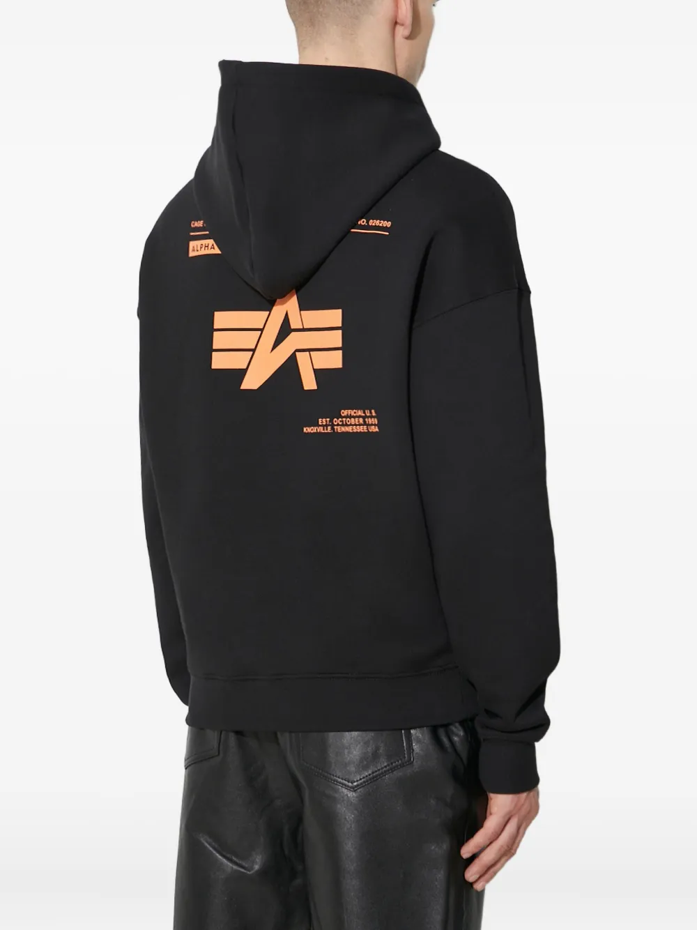 Alpha Industries Logo Backprint Hoodie In Black