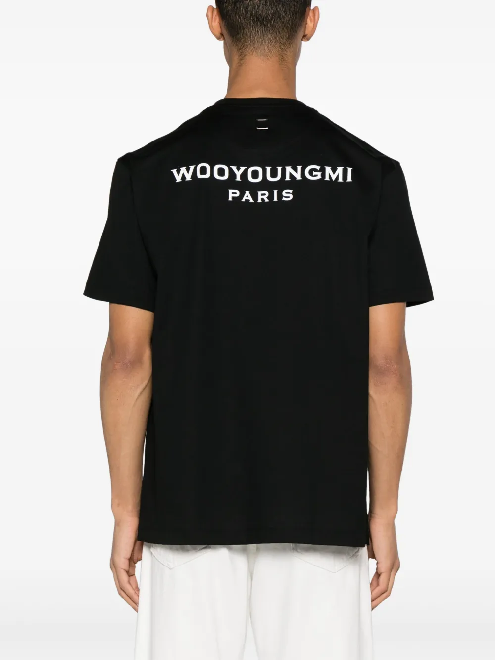 Shop Wooyoungmi Logo-patch Cotton T-shirt In Schwarz