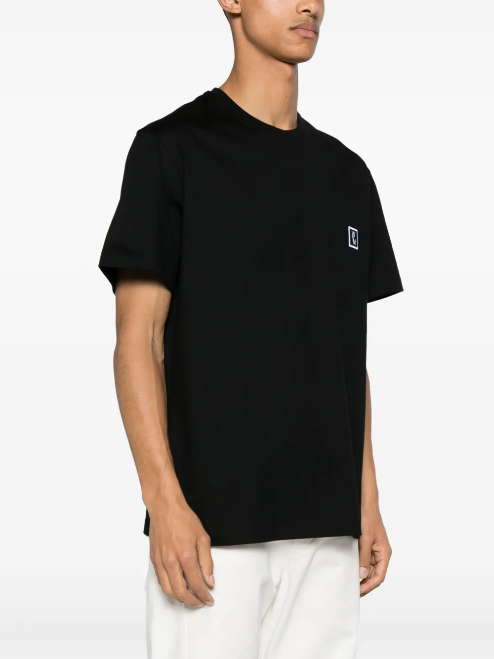 Shop Wooyoungmi Logo-patch Cotton T-shirt In Schwarz