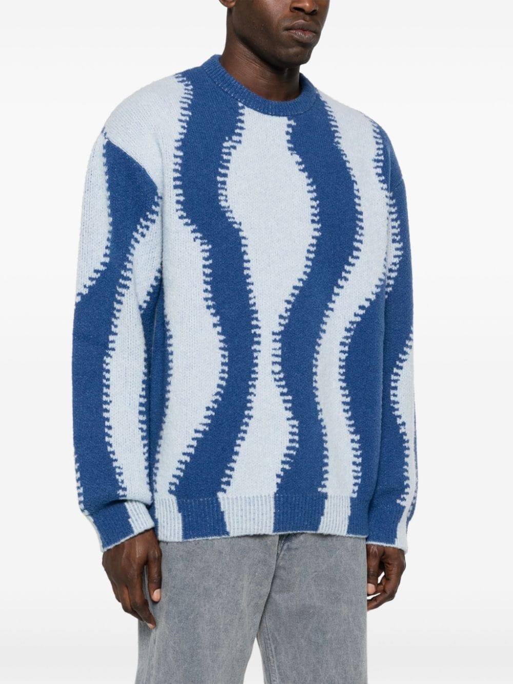 Shop Loewe Abstract-stripes Patterned Jumper In 蓝色