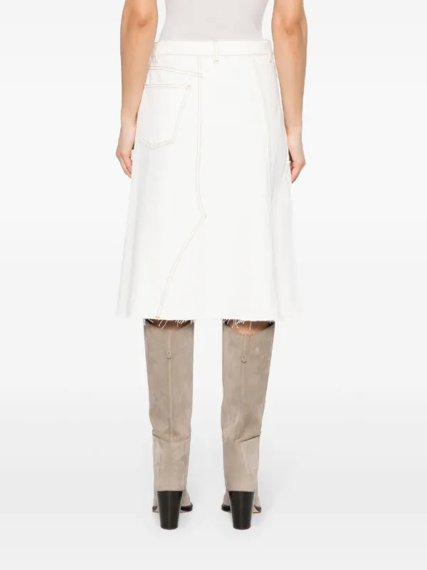 Tory Burch Deconstructed Denim Skirt | Neutrals | FARFETCH