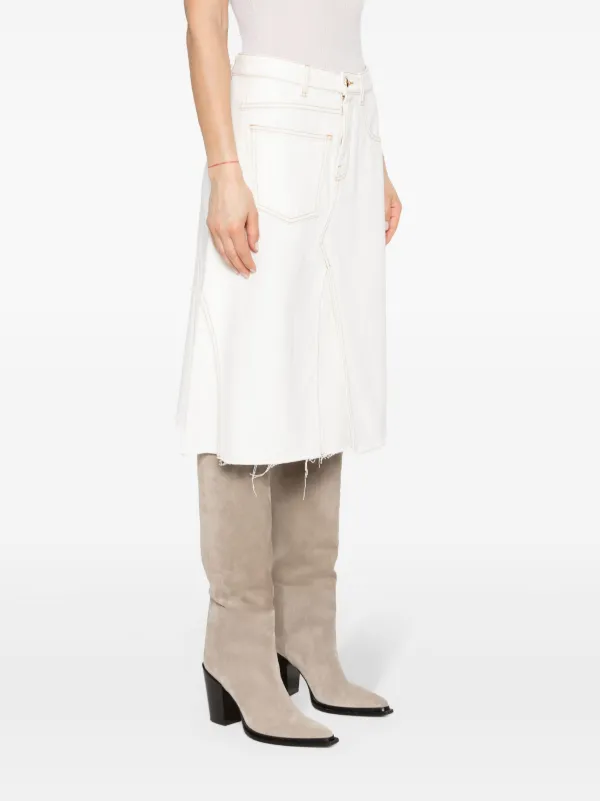 Tory Burch Deconstructed Denim Skirt | Neutrals | FARFETCH