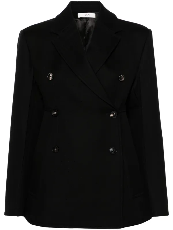 Co Notched-lapels Double-breasted Blazer in Black
