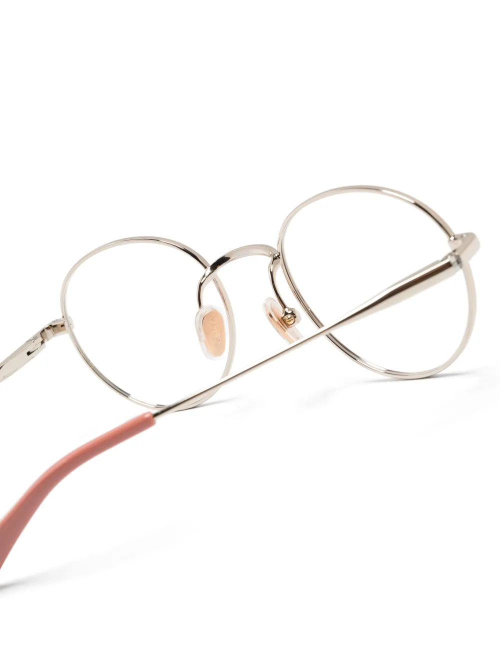 Shop Chloé Logo-engraved Round-frame Glasses In Gold