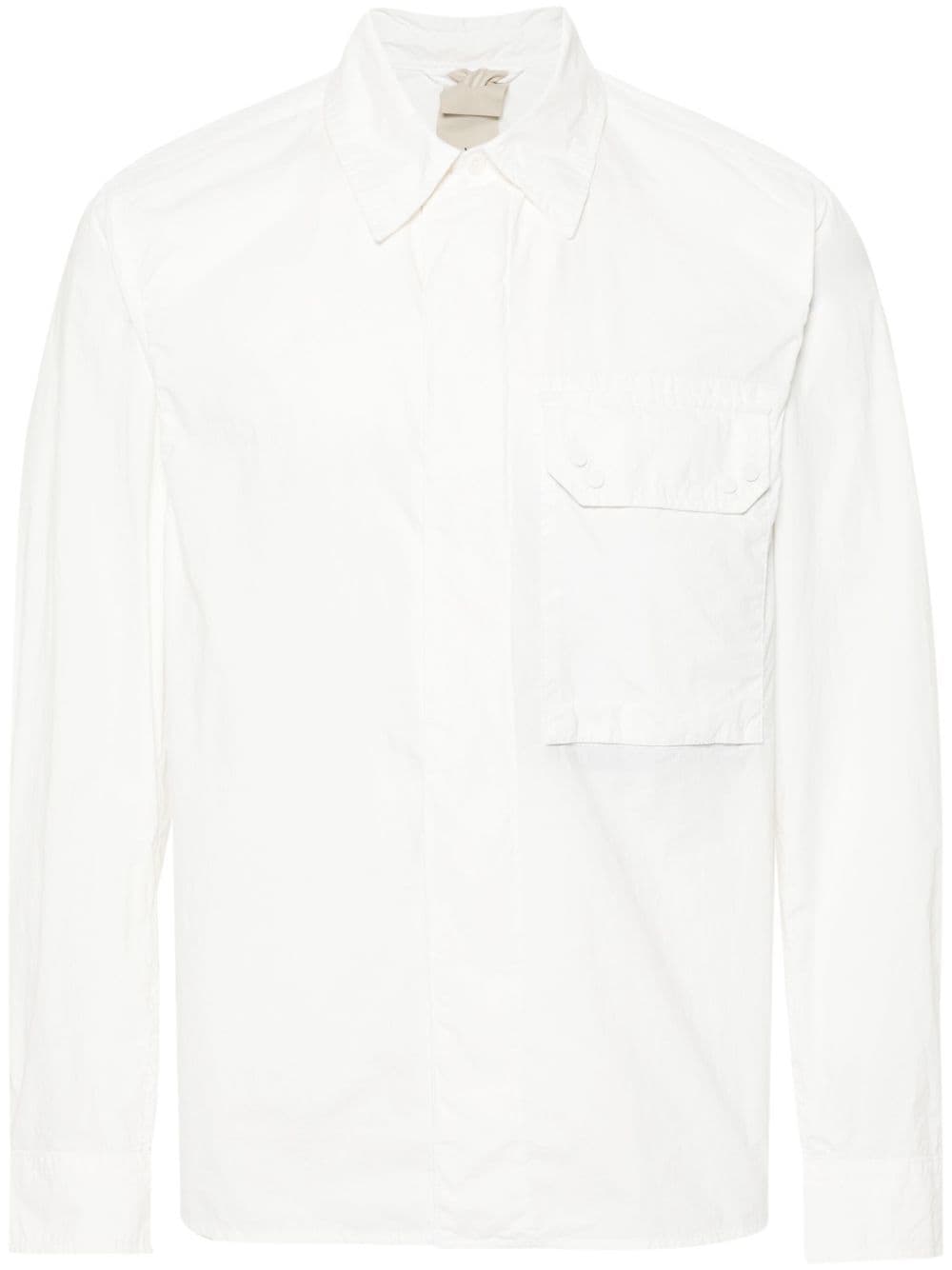 Ten C Classic-collar Garment-dyed Shirt In White