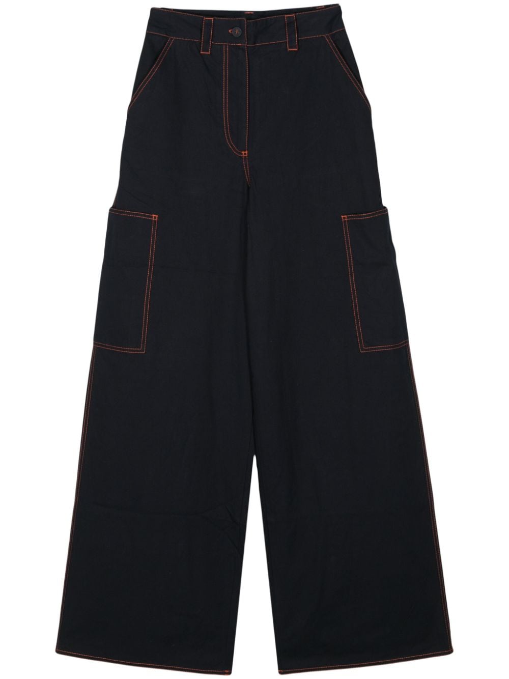 Sunnei Wide-leg Cotton Trousers In Blue