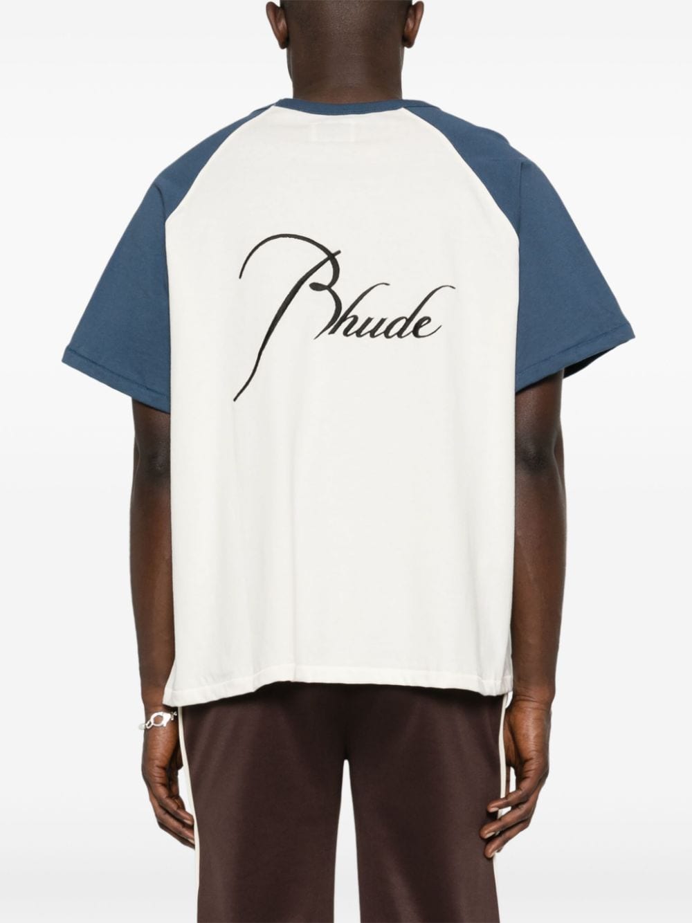Shop Rhude Logo-embroidered Raglan T-shirt In Neutrals