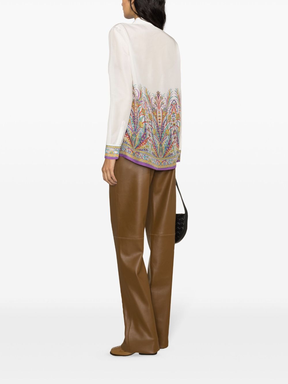 Shop Etro Abstract-print Satin-finish Shirt In White