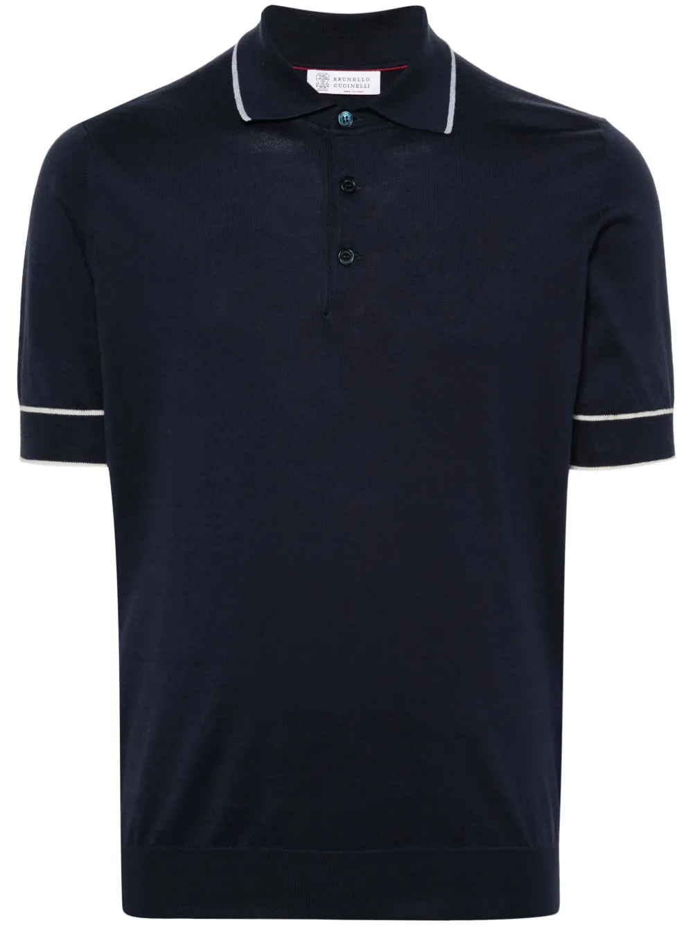 Brunello Cucinelli Ribbed Cotton Polo Shirt In Blue