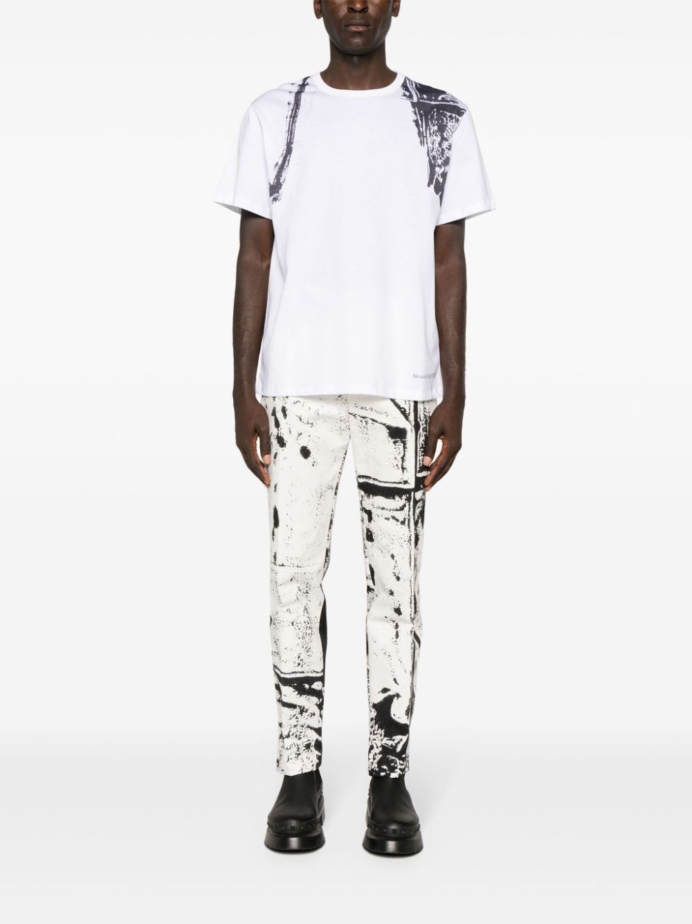 Alexander McQueen Katoenen T-shirt met abstracte print Wit