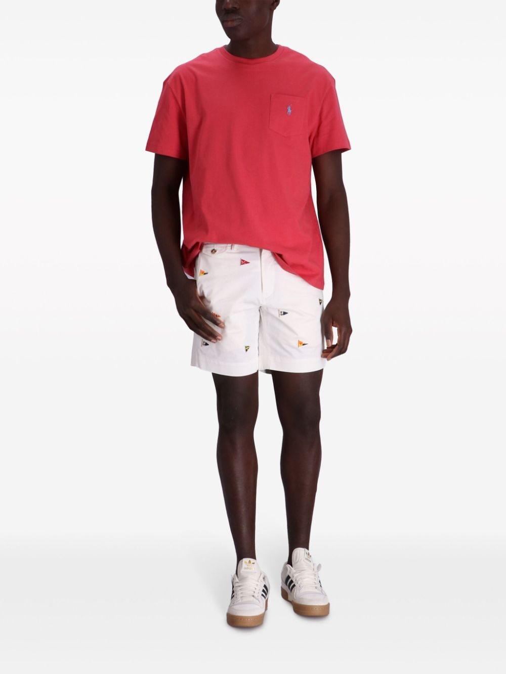 Polo Ralph Lauren flag-embroidered twill bermuda shorts - Wit