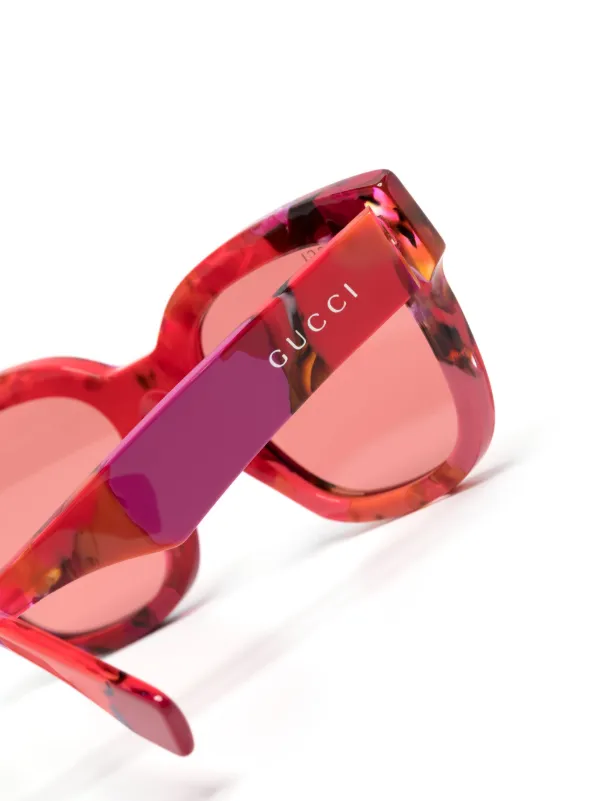 Gucci Eyewear Tortoiseshell square-frame Sunglasses | Red  display picture 3