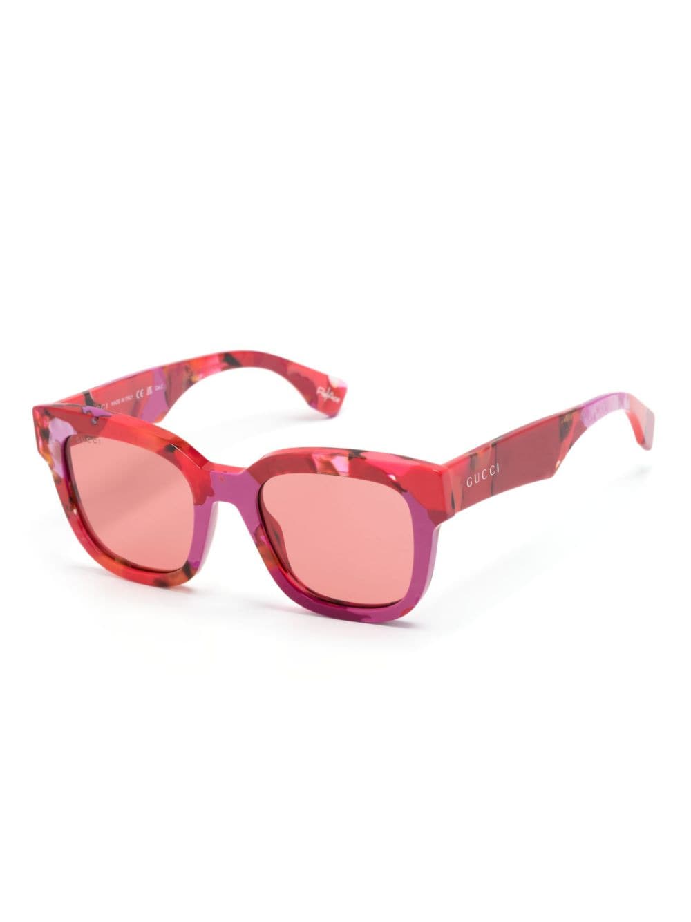 Shop Gucci Tortoiseshell Square-frame Sunglasses In Red