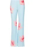 Kenzo rose-print flared trousers - Blue