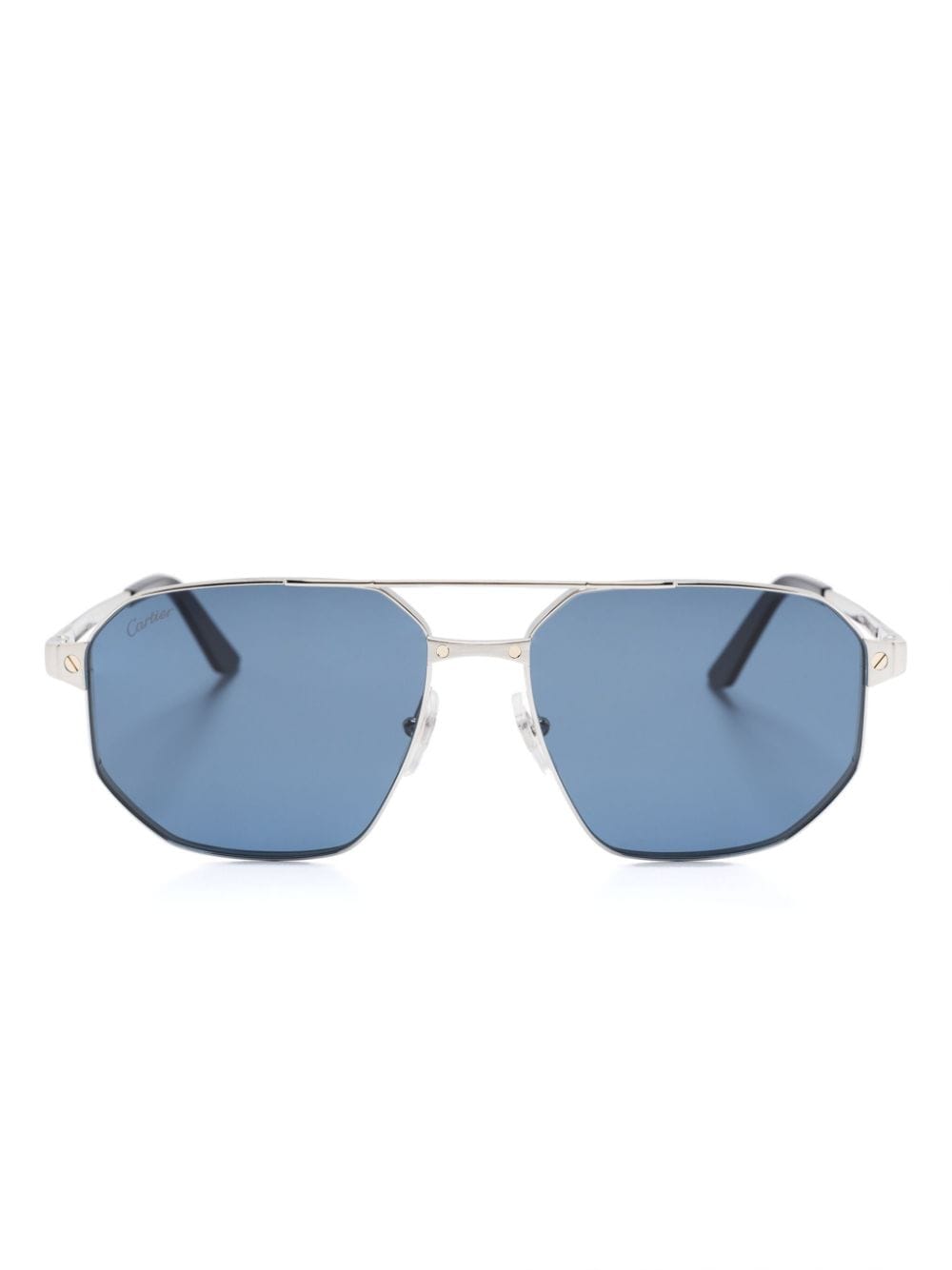 Cartier Santos De  Geometric-shape Sunglasses In 银色