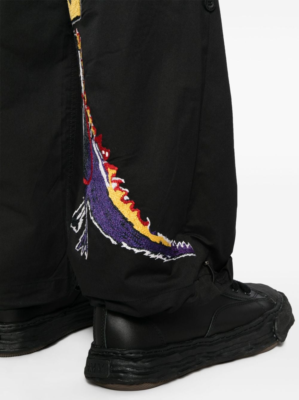 Shop Maharishi X Jean-michel Basquiat Wide-leg Trousers In Black