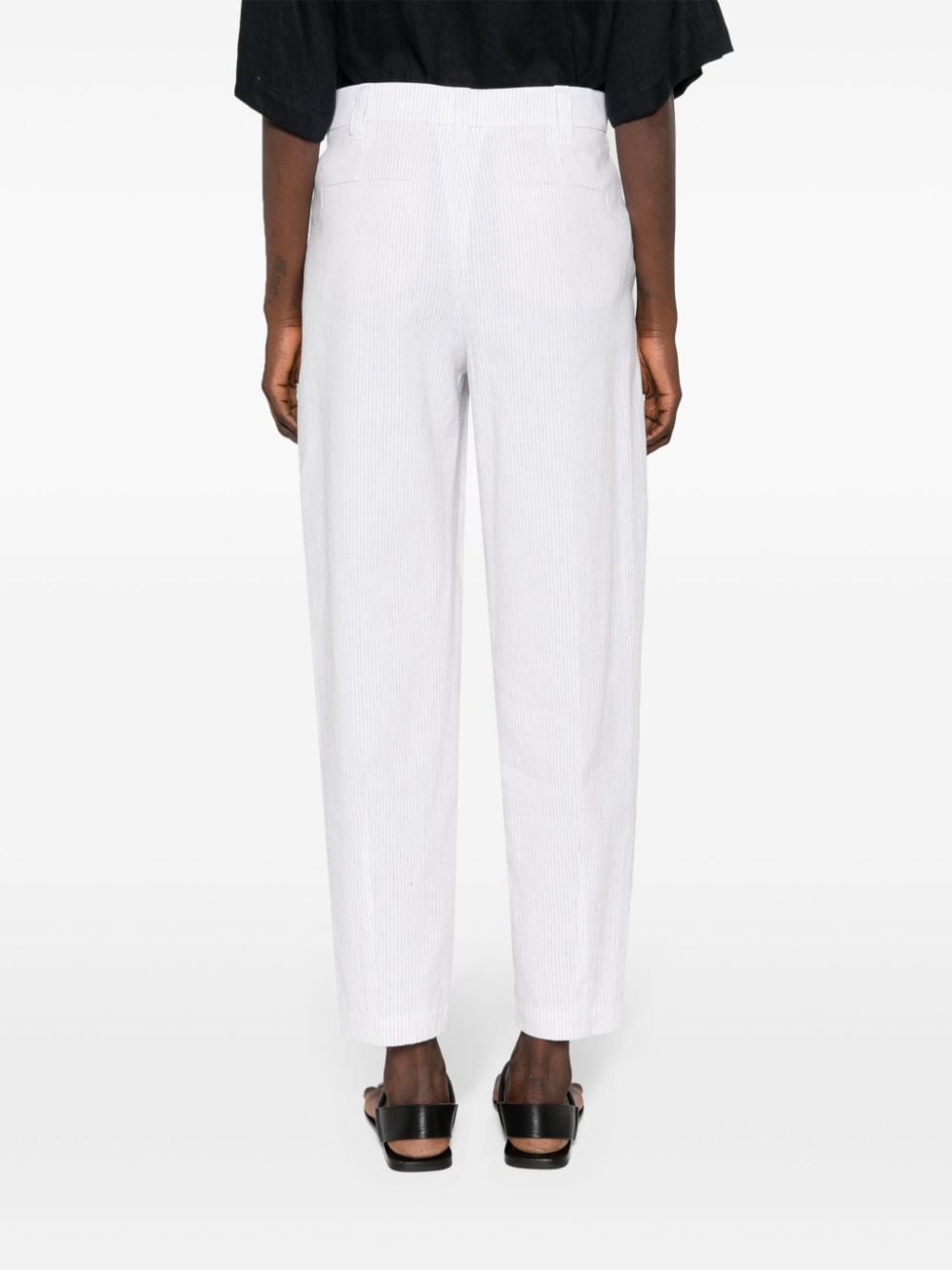 Shop Brunello Cucinelli Pinstripe Tailored Trousers In White